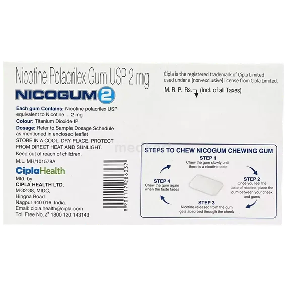 nicogum 2 sugarfree tablet 12's